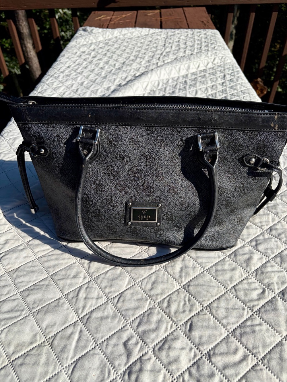 GUESS Black Logo Print Tote Bag